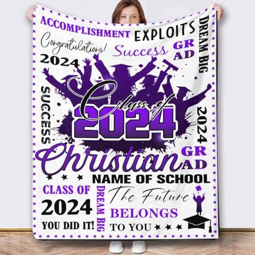 Blanket with Pictures Customized Senior Blanket Personalized Blankets Graduation Gift Blanket Class of 2024 Graduation Gifts Best Friend Blanket Custom Blankets with Photos 80x60inch - Image 2