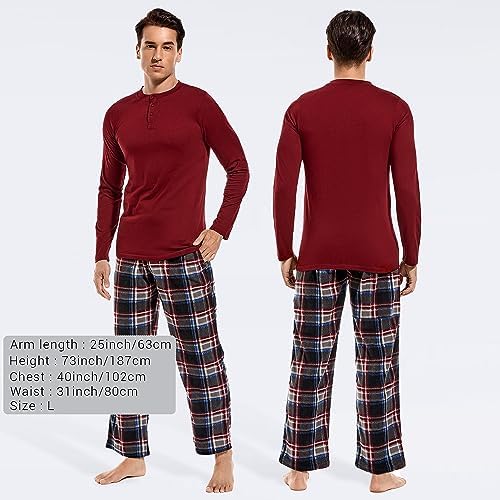 DG Hill Mens Pajama Pants - Pajamas Set Flannel PJ Pants for Men Cotton Top - Image 5