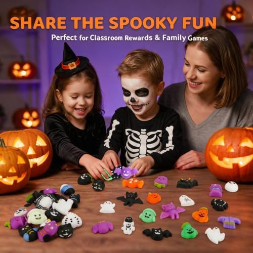 30 Pack Halloween Mochi Squishy Toys, Mini Squishies Halloween Toys Gifts Party Supplies for Kids, Squishy Goodie Bag Stuffers,Halloween Treat Bag Classroom Prizes for Kids - Image 6