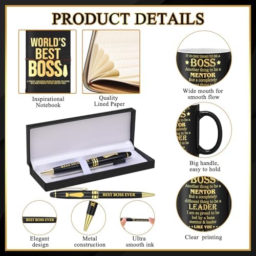 Shellwei 6 Pcs Best Boss Gift for Men Thank You Gifts for Boss Male - Image 3