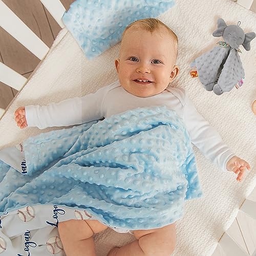 Custom Baseball Blanket - Personalized Name with Baseball Patterns - Soft Plush Flannel Blanket with Double Layer Dotted Backing for Baby Toddler Kids Teen Boys Girls Gifts Light Blue - Image 5
