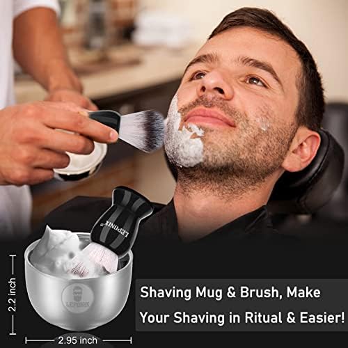 LEPONIX Shaving Kit for Men with Safety Razor Brush Bowl and Beard Bib - Image 4