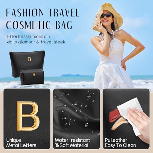 Gifts for Women Girls Personalized Initial Travel Makeup Bag - Image 3