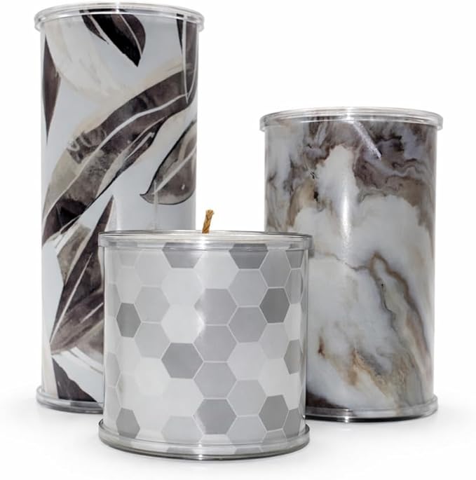 Reusable Interchangeable Candle, Decorative Wrap Design, Customizable Holiday Home Décor, Refillable Giftable Accent for Seasonal Styling