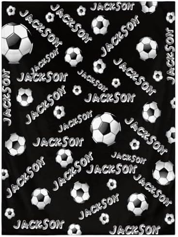 Personalized Baby Blankets for Girls Boys, Custom Baby Blanket with Name Swaddle Toddler Fleece Blanket Personalized Gift Soccer Text by RIRIX