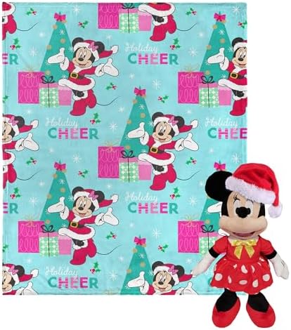 Northwest Character Hugger Pillow & Silk Touch Throw Blanket Set, 40" x 50", Mickey Mouse Holiday Joy by Northwest