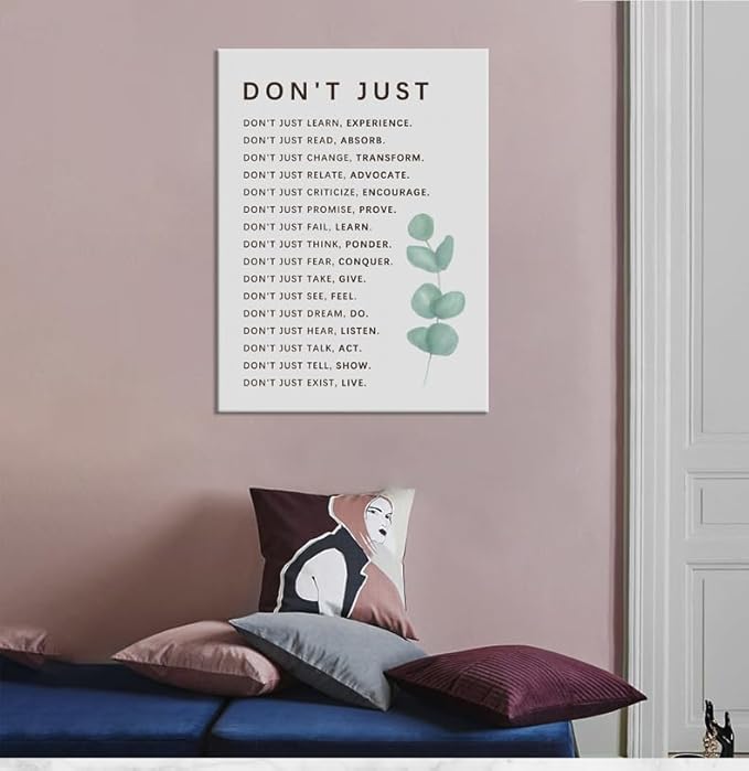 Don't Just Quote Inspirational Canvas Wall Art Motivational Poster Learning And Growth Inspiring Positive Painting Prints Wall Pictures for Living Room Office Home Decor Framed Artwork [18''W x 24''H]