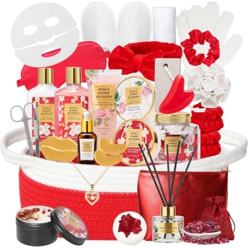 Spa Gifts for Mom - 30Pcs Luxurious Rose Spa Gift Baskets for Women by LILYROY