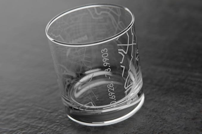 Well Told Engraved Brooklyn New York Map Rocks Glass, Old Fashioned Whiskey Glass (11 oz, Clear) Etched Whiskey Glass, Gifts For Whiskey Lovers