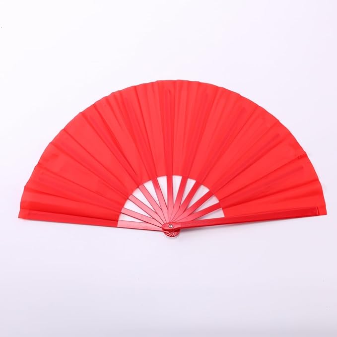 Plastic 13inch Large Rave Fan Popping Fan Clacking Fans for Line Dancing,Hand Fans for Women Foldable,Outdoor,Wedding,Party (Red-4)