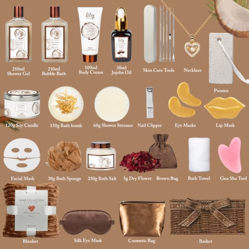28Pcs Coconut Vanilla Spa Gift Set, Complete Spa Gift Baskets for Women - Image 3