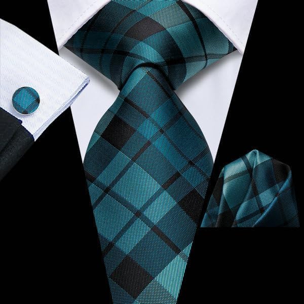 Hi-Tie Lot 5 Pcs Gift Box Mens Tie Set Necktie with Pocket Square Cufflinks Silk Neck Tie Collection - Image 6