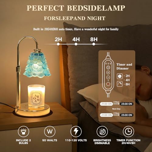 GEEZO Fragrance Candle Warmer Lamp，Electric Candle Warmer with Timer & Dimmer，Mom Christmas Birthday Gifts for Women, House Warming Gifts New Home Bedroom Decor - Image 3