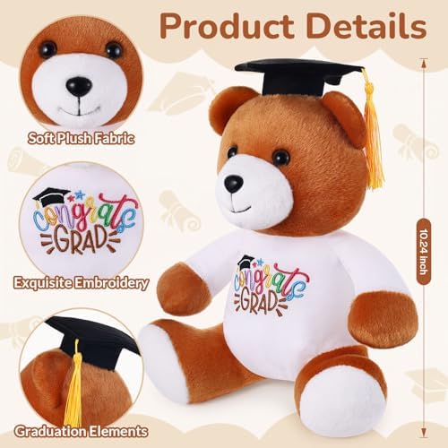 Blank Bear with Graduation Cap Toys Autograph Stuffed Teddy Bear Class of 2026 Graduated Plush Stuffed Teddy Animal for Graduation Day Gift(Grad Bear) - Image 2