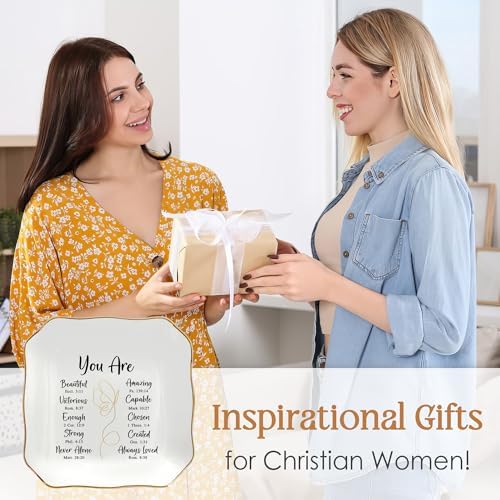 OASSIE Christian Gifts for Women - You Are 4"x4" Ceramic Jewelry Dish Tray - Image 2
