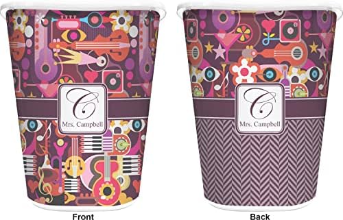 RNK Shops Personalized Abstract Music Waste Basket - Double Sided (White) - Image 2