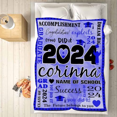 Personalized Graduation 2024 Blanket Custom Picture Blankets Congratulations Gift Custom Picture Blankets Photo Blankets Using My Own Photos Graduation Gift Set 32x48inch - Image 5