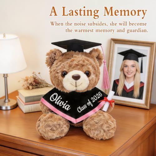 10 Inch Personalized Graduation Teddy Bear, Custom Embroidered Name Plush Bear, Class of 2026 Graduation Gift for Kindergarten High School College Graduates, Graduation Presents for Him Her - Image 4