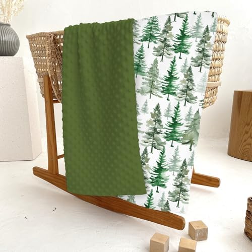 Vintage Green Pine Trees Baby Blankets for Girl Boy Soft Mink Dotted Backing Double Layer Gender Neutral Trees Swaddle Receiving Blanket Toddler Winter Christmas Pines Nursery Bed Blanket 30x40 - Image 6