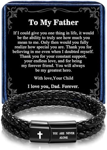 Christian Bracelet for Men, Bible Verse Leather Cross Gift for Men - Image 2