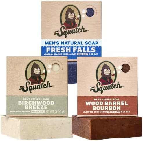 Dr. Squatch Natural Men’s Bar Soap, Body Soap Bar (5oz, 3-Pack) by DrSquatch