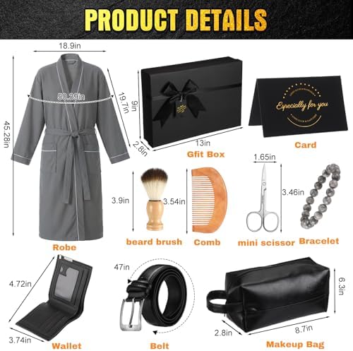 Shyyween 10 Pcs Birthday Gifts Baskets for Men Beard Care Set,Gray - Image 2