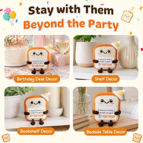 OASSIE 21st Birthday Gifts for Him Her - Positive Crochet Toast Decor - Image 6