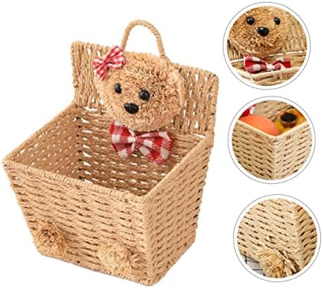 Cartoon Bear Hanging Basket Willow Wicker Organizer for Office Hotel - Image 4