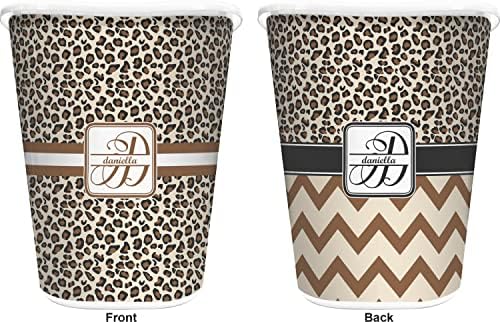 RNK Shops Personalized Leopard Print Waste Basket - Double Sided (White) - Image 2