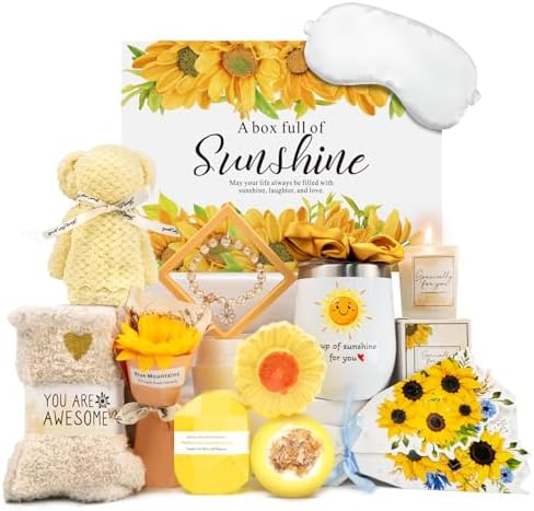 Spa Gift Baskets for Women, Mothers Day Gifts for Mom Wife Her Sister Friend, Sending Sunshine Sunflower Self Care, Thank You, Get Well Soon Gift for Women After Surgery, Teacher Appreciation Gift by BetemArtWorld