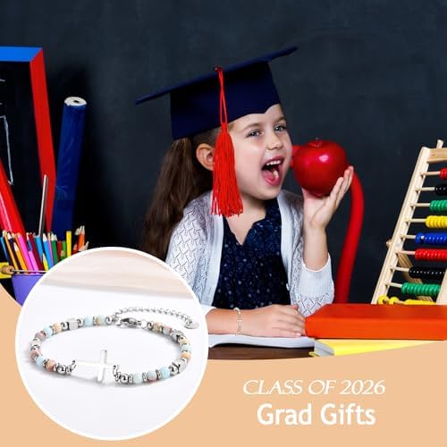 Graduation Gifts for Her- Class of 2026 Primary Middle High School College Grad Gift, Adjustable Stainless Steel Beaded Cross Bracelet for Girls & Women - Image 3