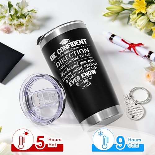 Lifecapido Graduation Gifts, 2026 Graduate 20oz Tumbler with Keychain, High School College Masters Degree PhD Graduation Gifts for Friends Classmates Graduates, Black - Image 6