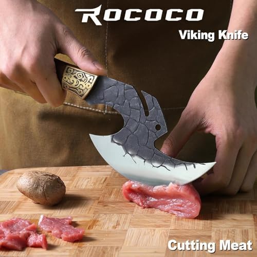 ROCOCO Viking Cleaver Knife Birthday - Full Tang Kitchen Axe Gift Men - Image 2