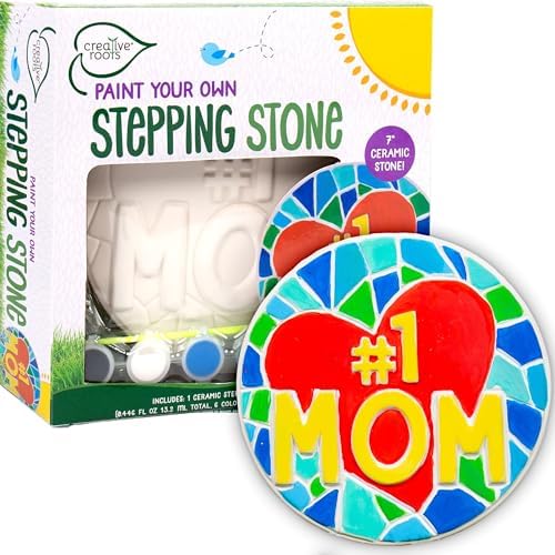 Creative Roots Paint Your Own #1 MOM Stepping Stone, Craft Kits for Kids, Ceramics to Paint, Ages 6+ by CreativeRoots