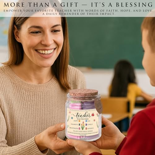 Bible Verse Jar for Teacher – 92 Color-Coded Bible Verse, Teacher Appreciation Gifts, Christian Gifts For Teachers - Image 5