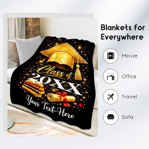 Graduation Blanket Gifts for Class of 2026 – Custom Name Flannel Throw, Cozy Grad Gift for High School & College Students - Image 5