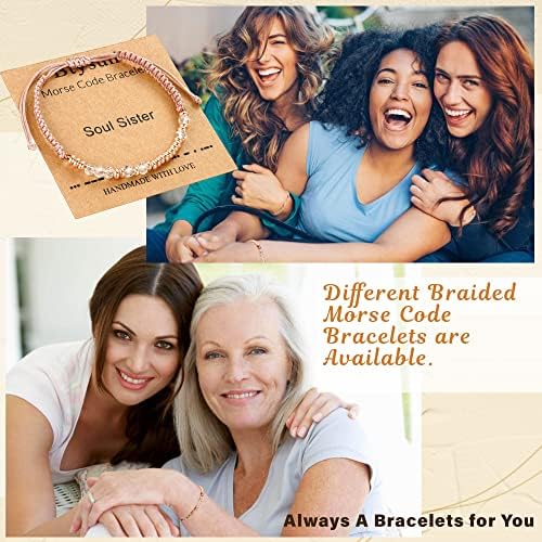 Morse Code Bracelets for Women Mothers Day Gifts 2026 Graduation Gifts Mom Birthday Gift Pink Braided Bracelets Teen Trendy Stuff Inspirational Best Friend Birthday Gifts for Daughter Girlfriend Christmas Stocking Stuffers Jewelry - Image 6