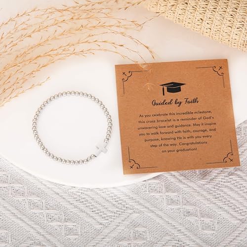 RZKING Graduation Gifts for Women, Dainty Silvery Beaded Bracelet for Women - Image 3