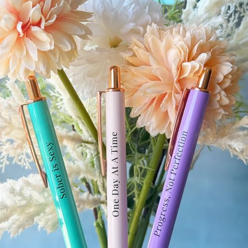 MESMOS Meaningful Sobriety Gifts for Women, 3pk Fancy Pen Set with German-Made Ink, Inspirational Pens, Proud of You Sober Gifts, Sober Affirmation Quote - Image 4