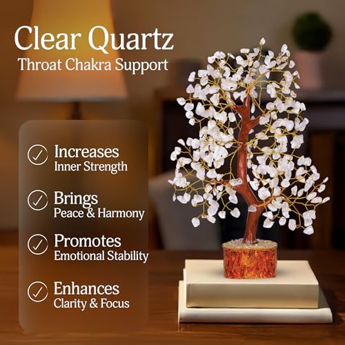 YATSKIA Clear Quartz Crystal Tree | Crystal Bonsai Tree Desk Decor | Crystals and Stones | Home Office Decor | Birthday Gifts for Women | 10 Inch 300 Beads - Image 3