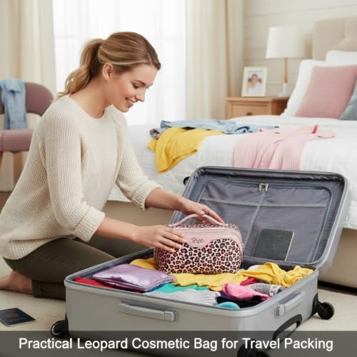 BOYATU Travel Makeup Bag Organizer: 3 Pcs Leopard Cometic Bag Set for Women - Image 4