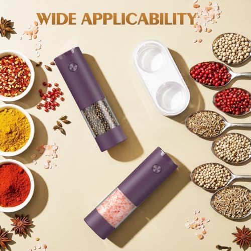 Electric Salt and Pepper Grinder Set Automatic Battery Pepper Mill Shakers Adjustable Coarseness Upgraded Larger Capacity with Led Home and Kitchen Appliances(Burgundy) - Image 5