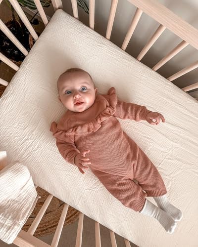 Muslin Bedside Bassinet Sheets 2 Pack, 33" X 20", (Beige & Cream) - Image 6