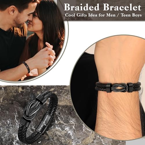 Btysun Gifts for Men, Gifts for Boyfriend Leather Bracelets for Men Stocking Stuffers for Him 2026 I Love You Gift Infinity Cuff Bracelets Birthday Christmas Jewelry for Son Grandson Dad Husband - Image 4