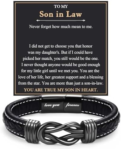 Love You Forever Infinity Leather Bracelet Gifts for Men Him Teen Boys by FIEEFX