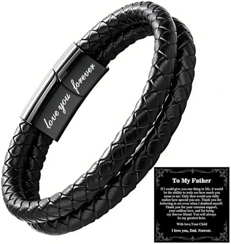 Christian Bracelet for Men, Bible Verse Leather Cross Gift for Men by Timekeeper-UnlockYourTreasureofTime