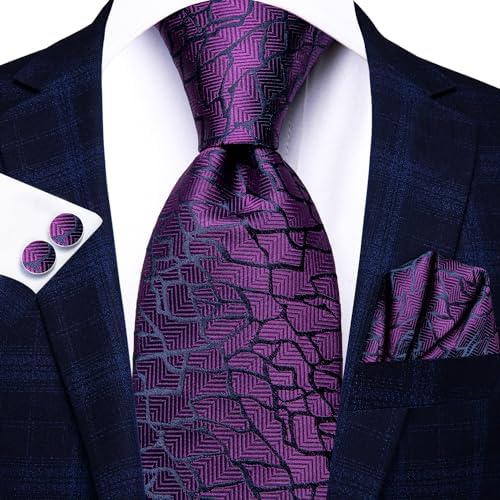 Hi-Tie Lot 5 Pcs Gift Box Mens Tie Set Necktie with Pocket Square Cufflinks Silk Neck Tie Collection - Image 2