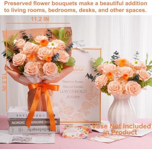 Lovenfold Flowers for Delivery Birthday Flowers Gift for Her,Preserved Flowers Bouquet 9 Roses Bouquet,Birthday Gifts for Women Mom Grandma(9 Champagne Roses) - Image 2