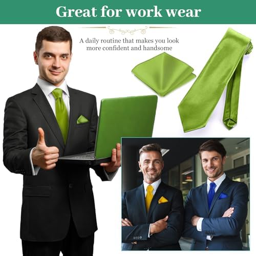 Zhanmai 48 Pcs Mens Ties and Pocket Square Set Satin - Image 6