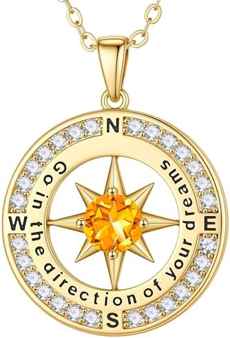 Turandoss 2026 Graduation Gifts for Women Her - 14K Gold Plated Compass Birthstone Necklace High School College Graduation Gifts for Women Family by TurandossJewelry